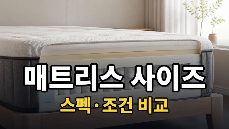 매트리스 슈퍼싱글·퀸·킹 크기 비교